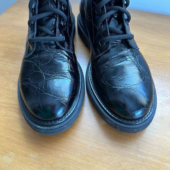 AGL Women’s Moreen Black Embossed Leather Lace-Up Combat Boot - Picture 5 of 13